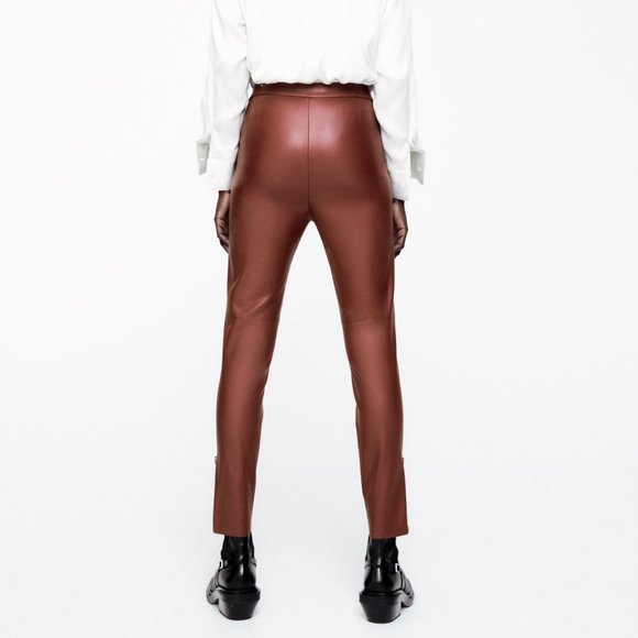 NWT Zara Red Faux Leather Leggings - Picture 4 of 6